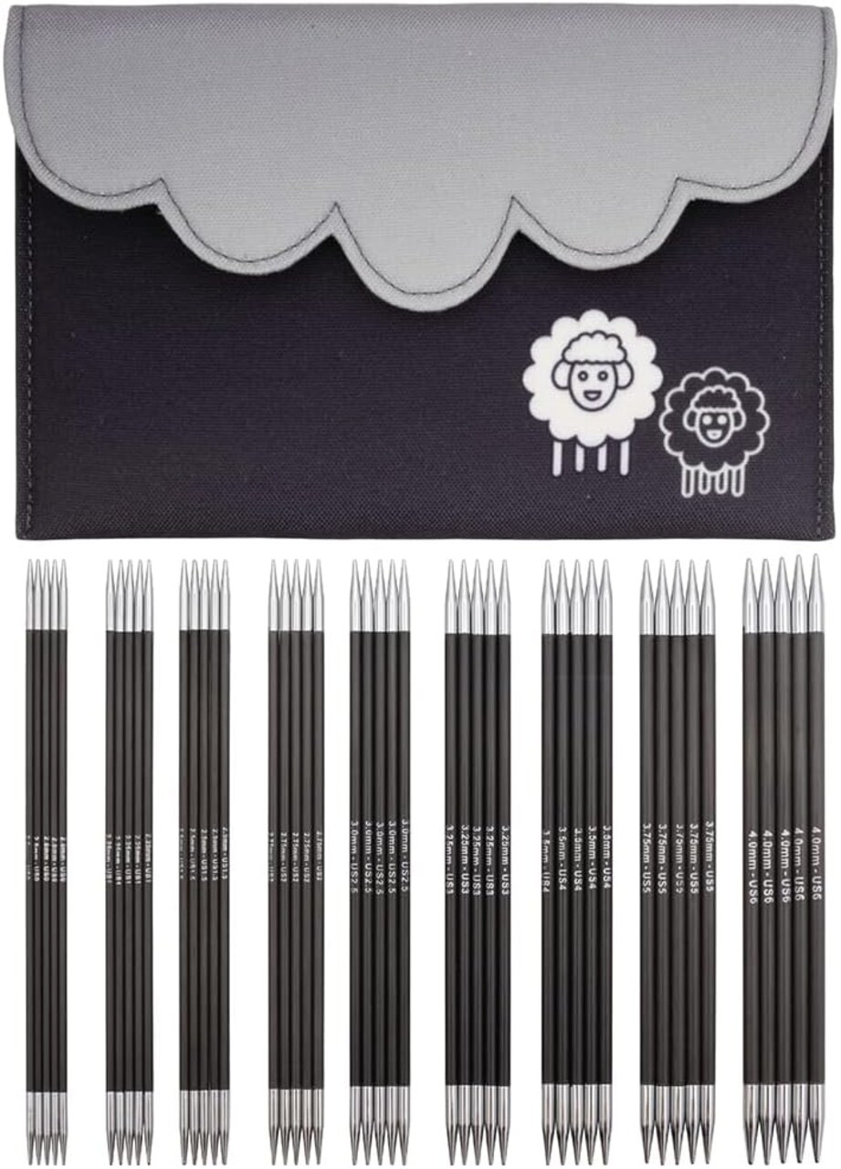 KnitPro Karbonz Deluxe Double Pointed Knitting Needle Set 6"(15cm)